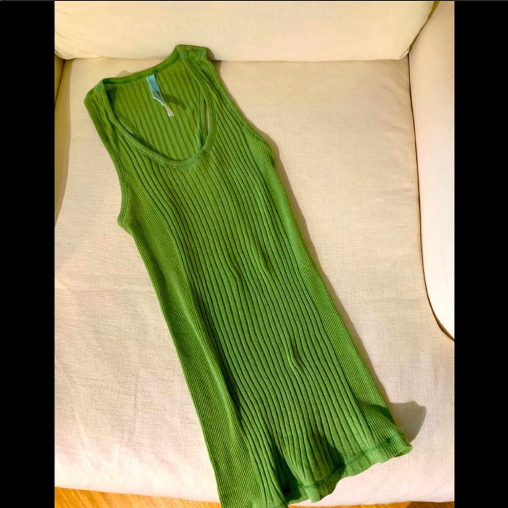 Park Vogel Green Long Ribbed Racer Back Tank Top